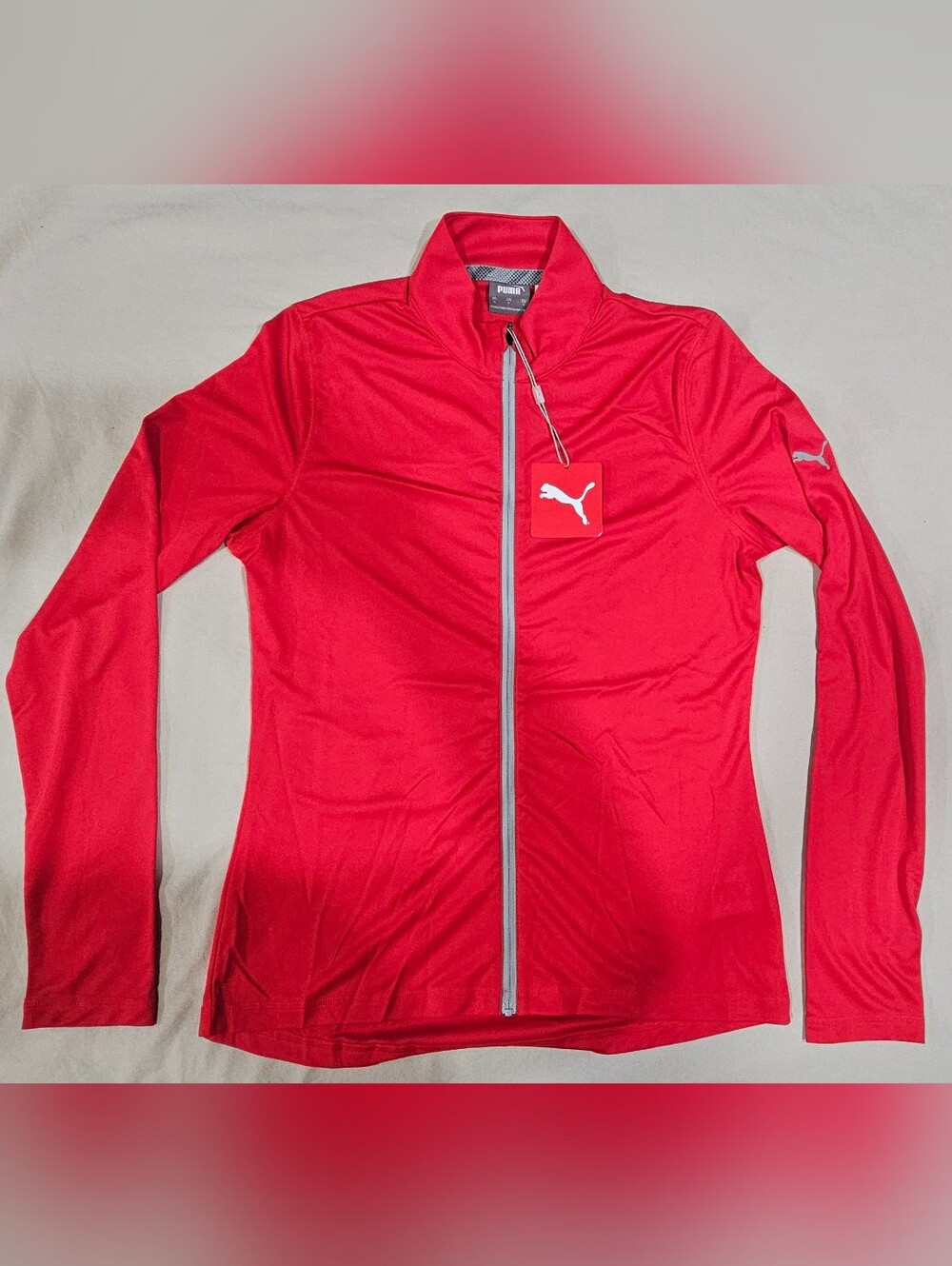 Puma Women's Red Full-Zip Lightweight Jacket Size Small